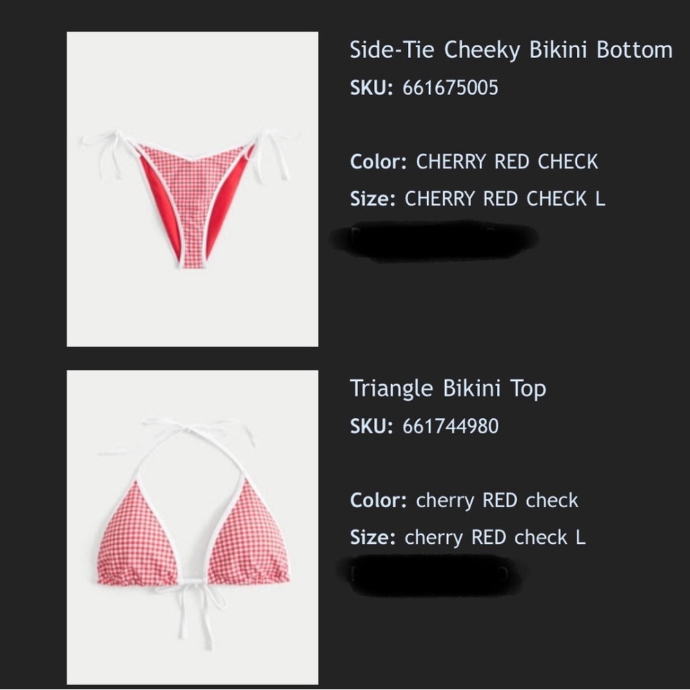 Hollister Cherry Red Check Bikini Set